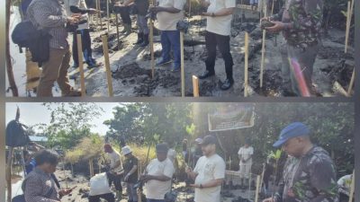 Komisaris Independen Bank Papua Victor Abraham Abaidata, Kepala Dinas Lingkungan Hidup Kota Jayapura Ir. Dolfina Jece Mano, M.Si, Staf Khusus Gubernur Papua Melianus Aiwui, Kepala Kampung Tobati Otniel Merauje, komunitas Rumah Bakau, serta masyarakat sekitar.